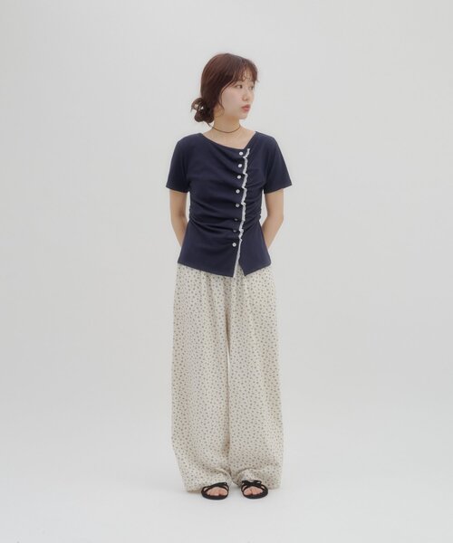 DISCOAT umm. 蕾絲層疊垂褶短袖上衣