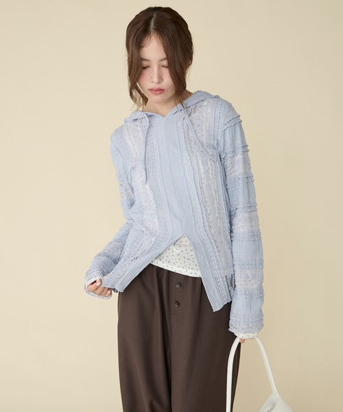 Unblend 蕾絲輪廓連帽T