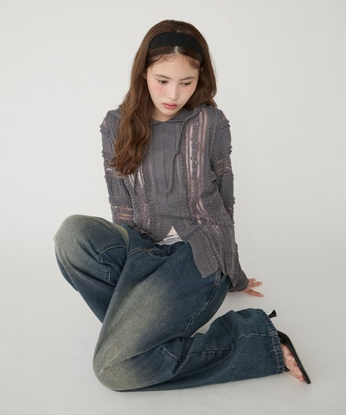Unblend 蕾絲輪廓連帽T