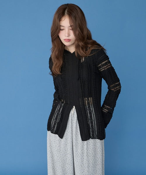 Unblend 蕾絲輪廓連帽T