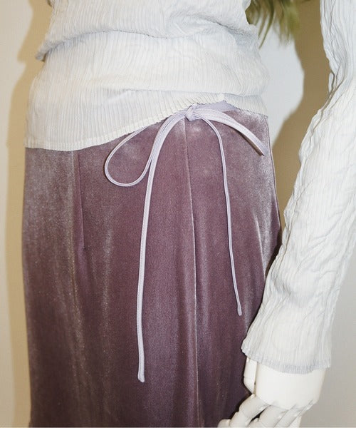 musubore frill velours midi skirt