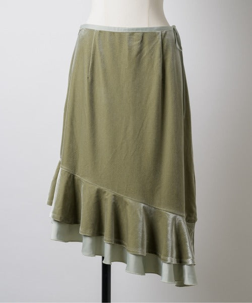 musubore frill velours midi skirt