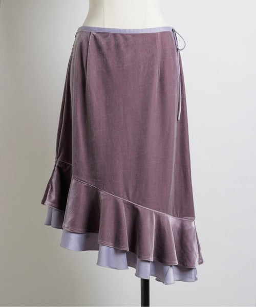 musubore frill velours midi skirt