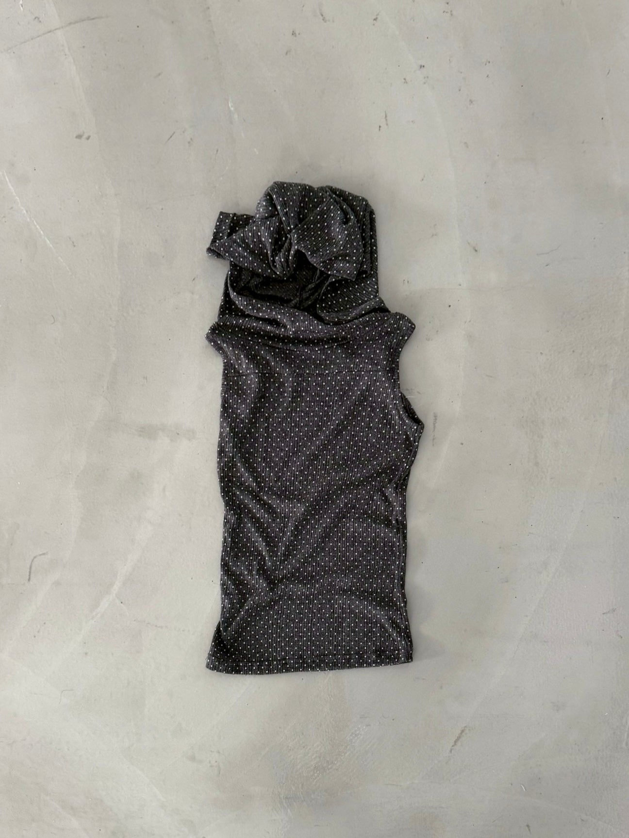 Polka Hood Sleeveless Top