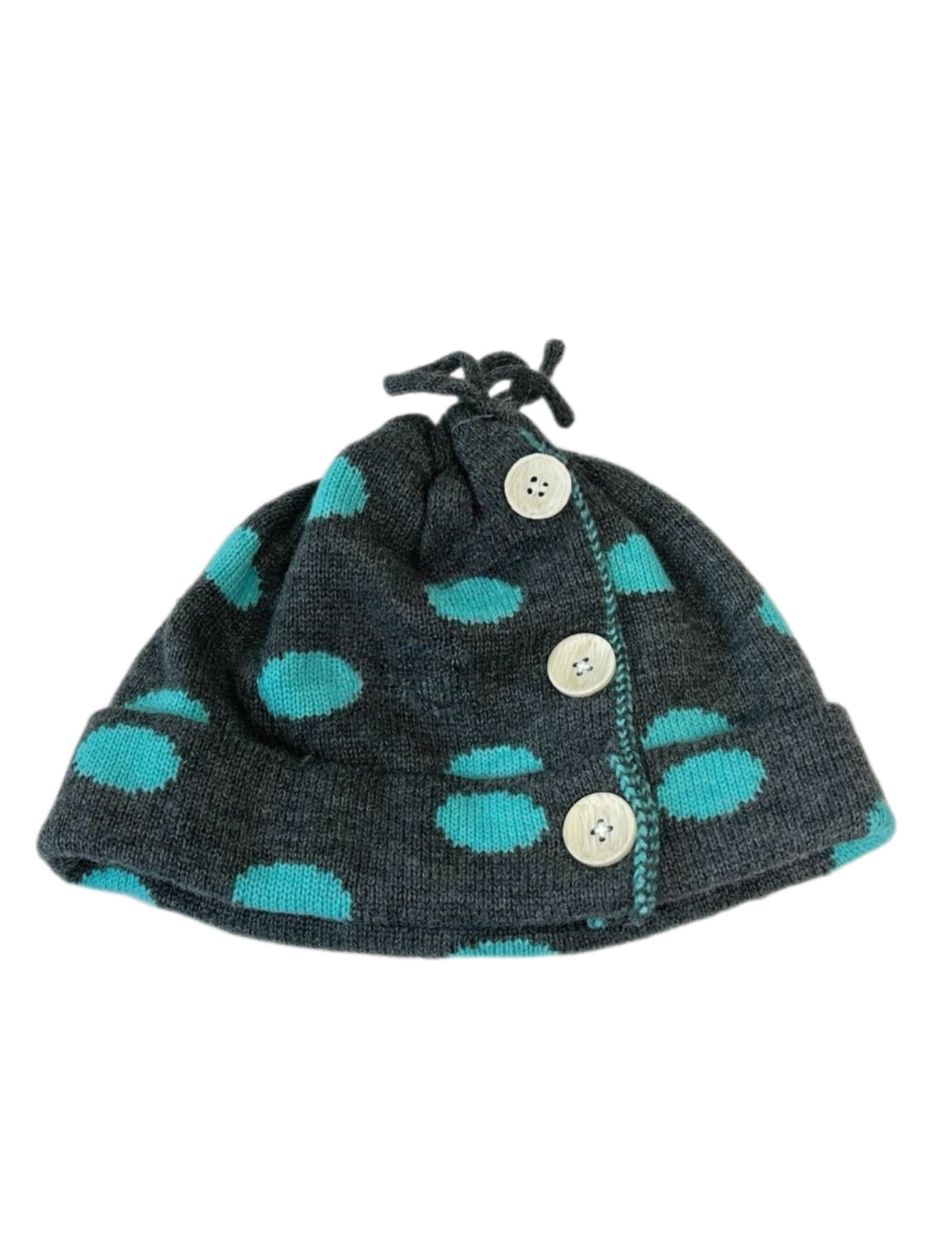 Polka dot knit button hat