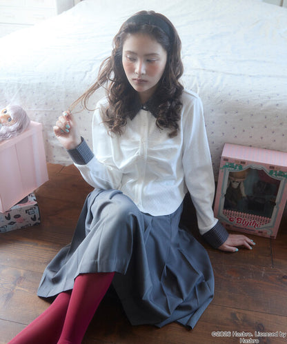 Unblend Ｘ Blythe別注 皺摺刺繡網眼開襟衫