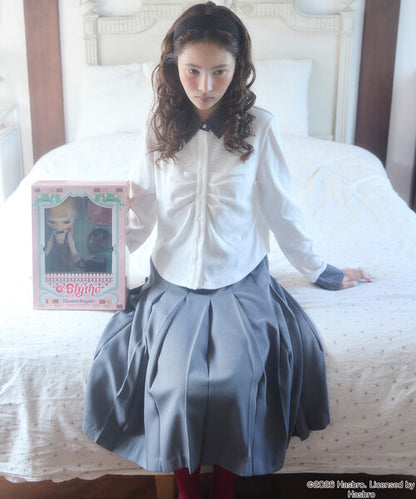 Unblend Ｘ Blythe別注 皺摺刺繡網眼開襟衫