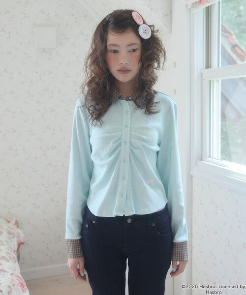 Unblend Ｘ Blythe別注 皺摺刺繡網眼開襟衫