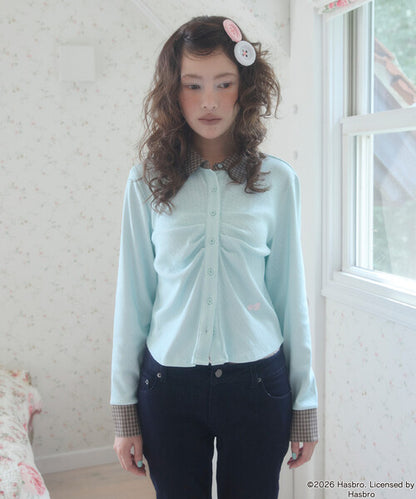 Unblend Ｘ Blythe別注 皺摺刺繡網眼開襟衫