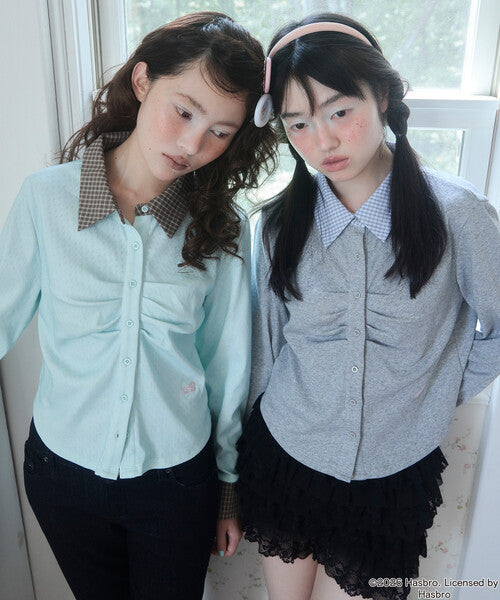 Unblend Ｘ Blythe別注 皺摺刺繡網眼開襟衫