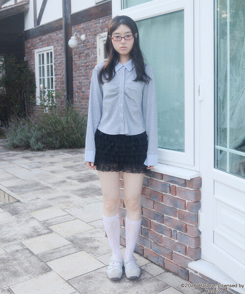 Unblend Ｘ Blythe別注 皺摺刺繡網眼開襟衫
