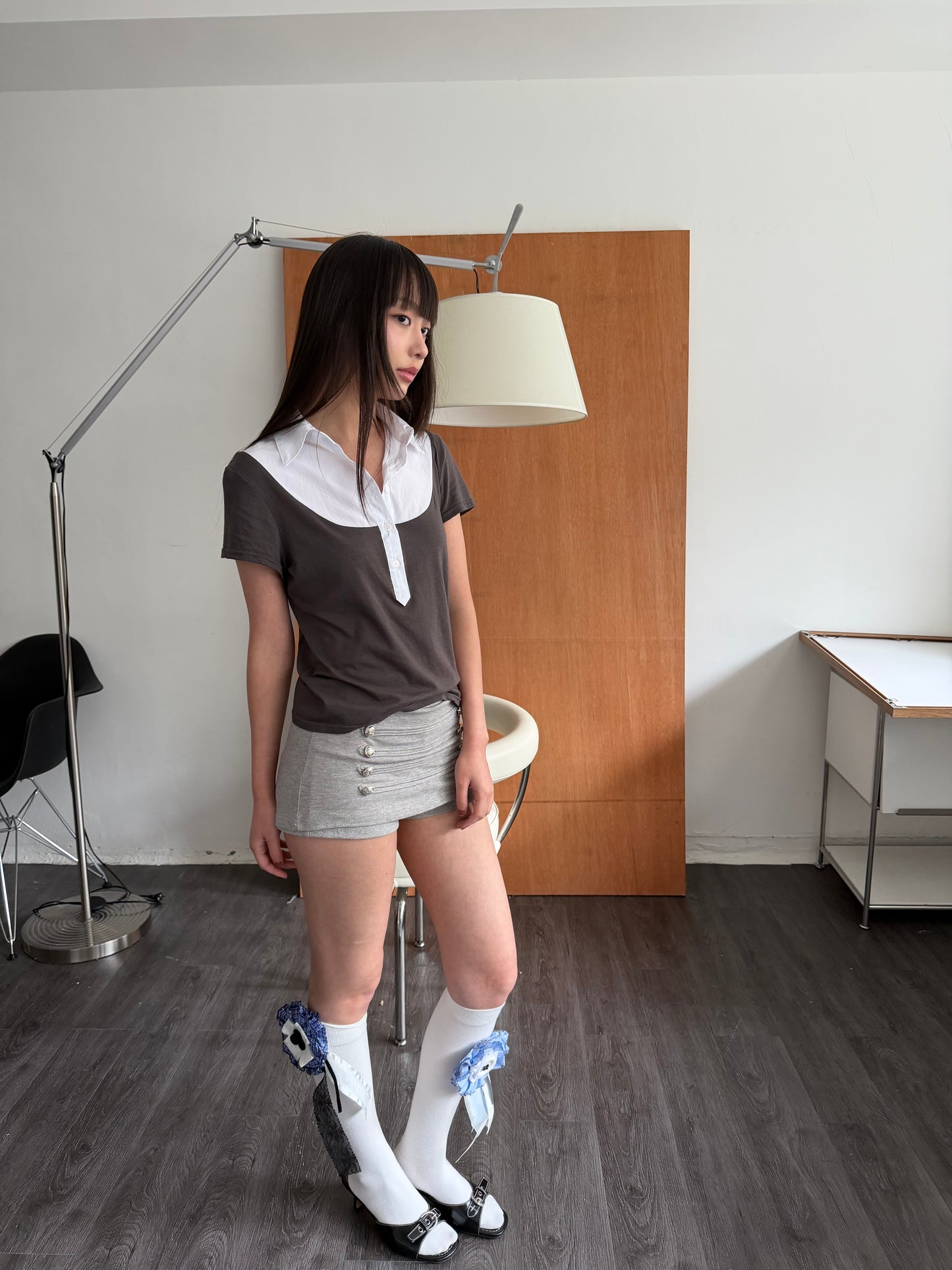 Mixed-Material Polo Shirt