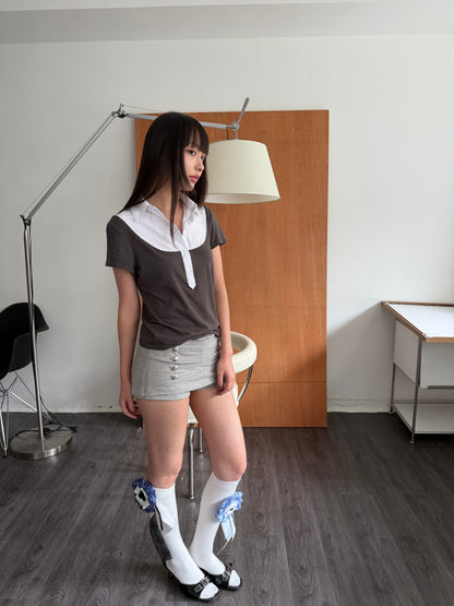 Mixed-Material Polo Shirt