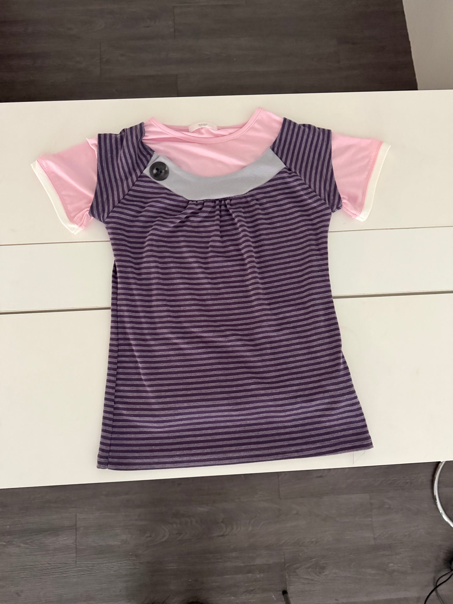 Button-up striped off-shoulder top