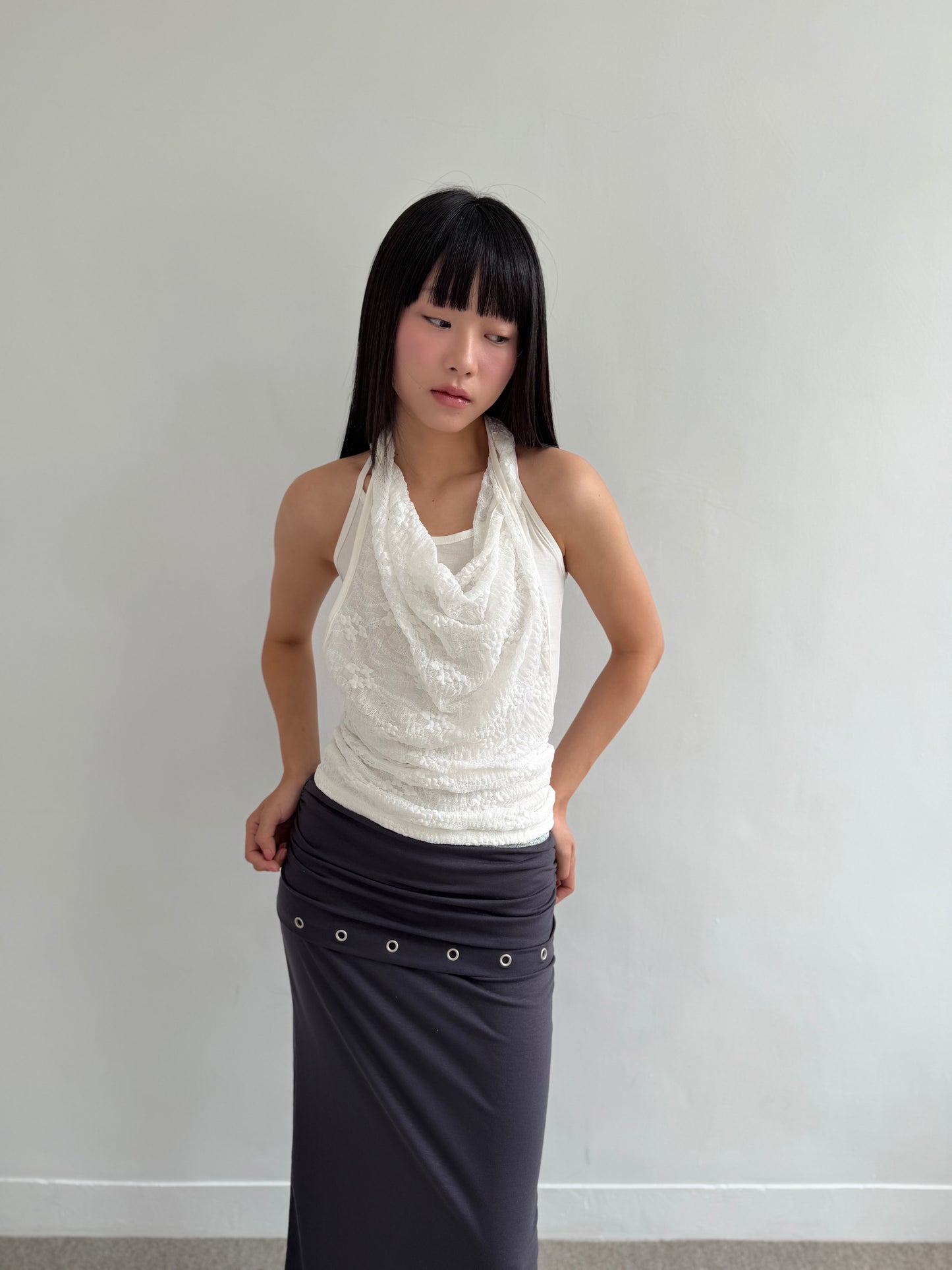 Lace Cowl Neck Tank Top