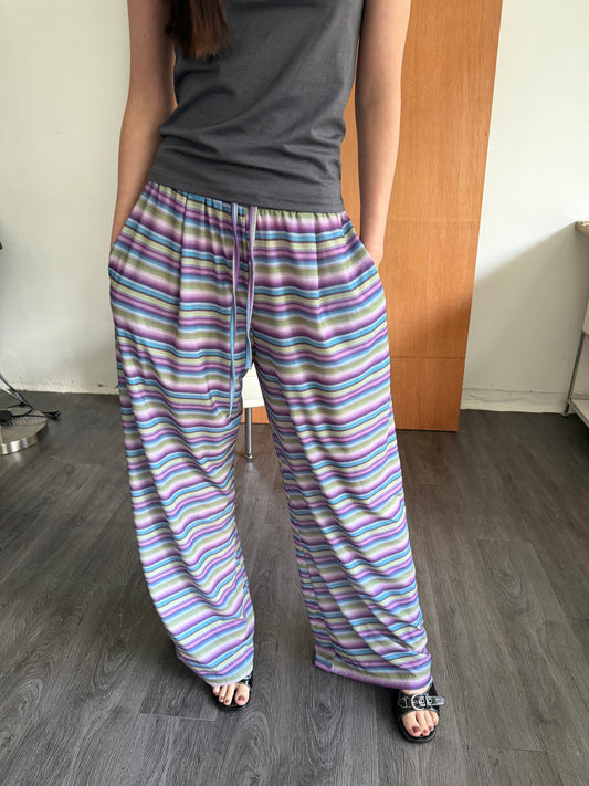 Breathable loose striped pants