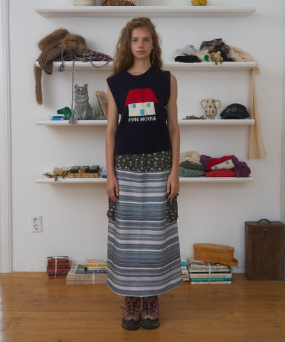 FUN FROM FUN Pocket Long Skirt, Grey