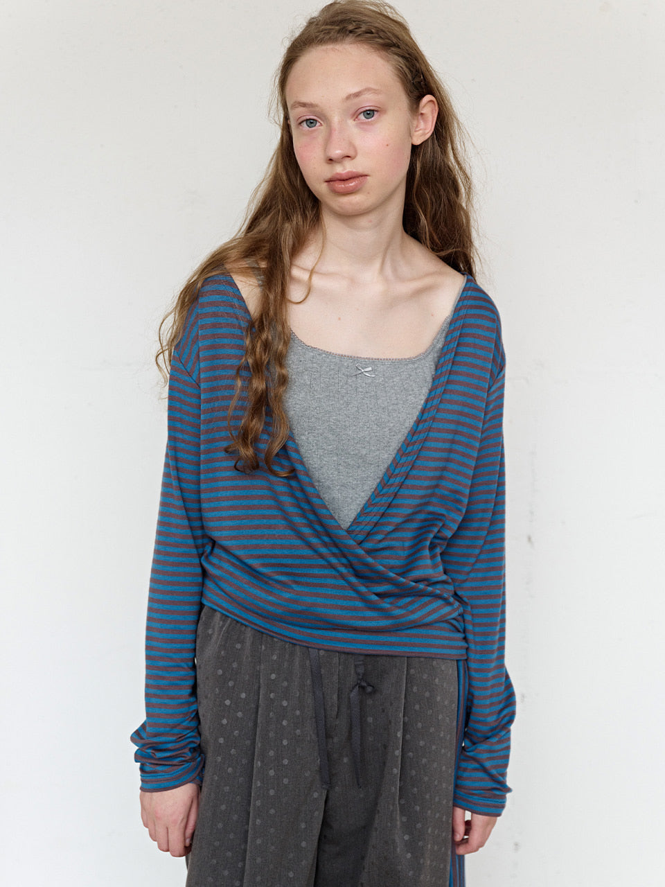 FUN FROM FUN Wrap Stripe Tee, Teal green