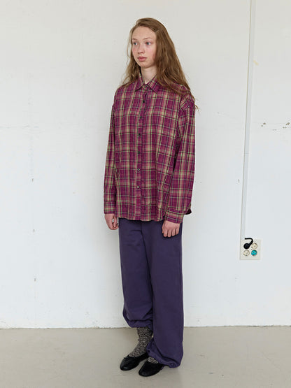 FUN FROM FUN Berry Check Overfit Shirt, Berry