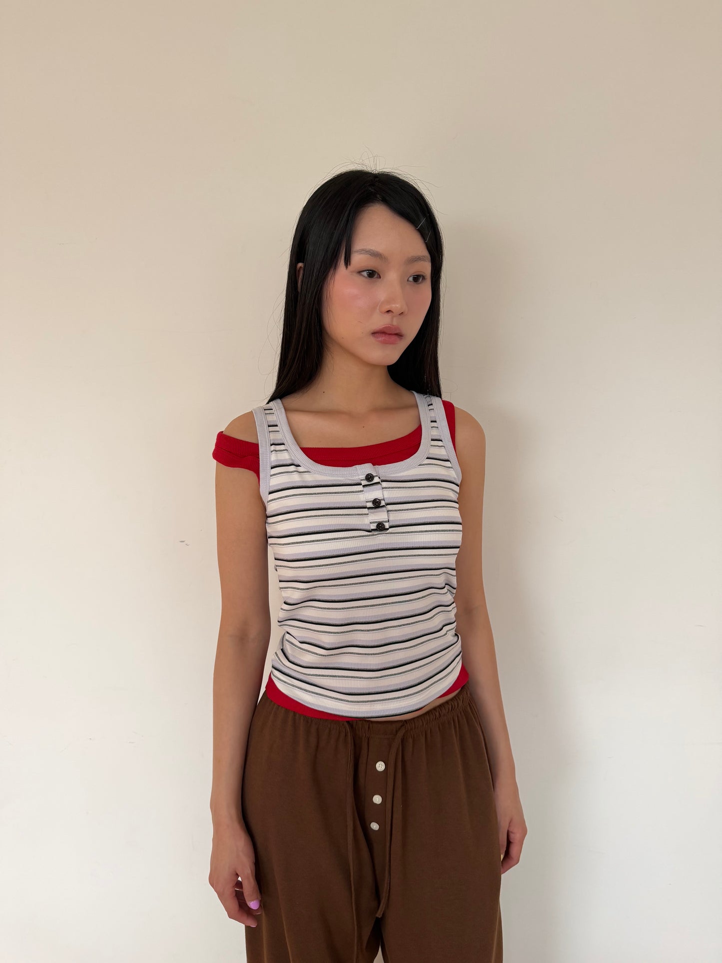 Striped bra cup vest