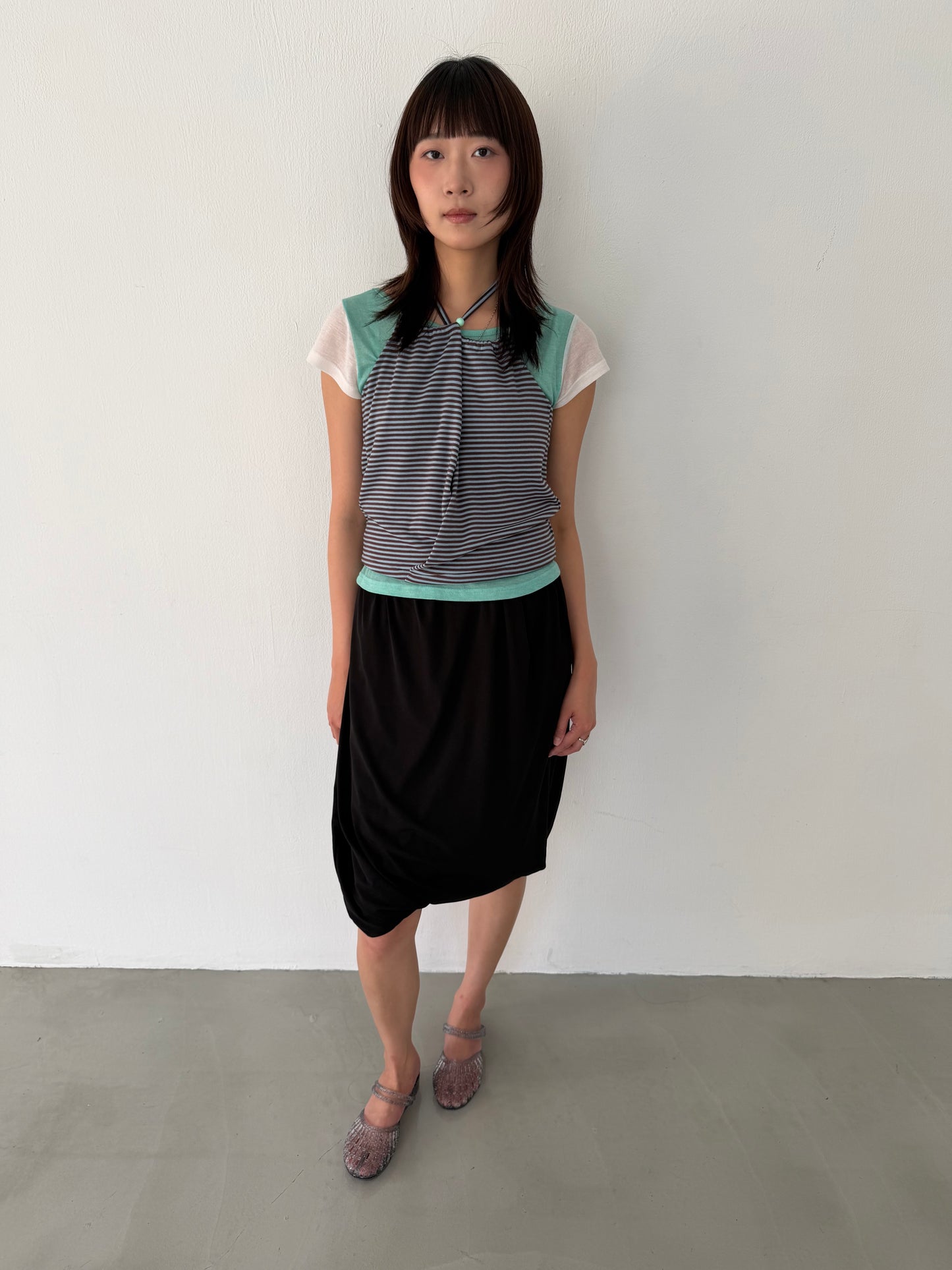 Elastic tulip midi skirt