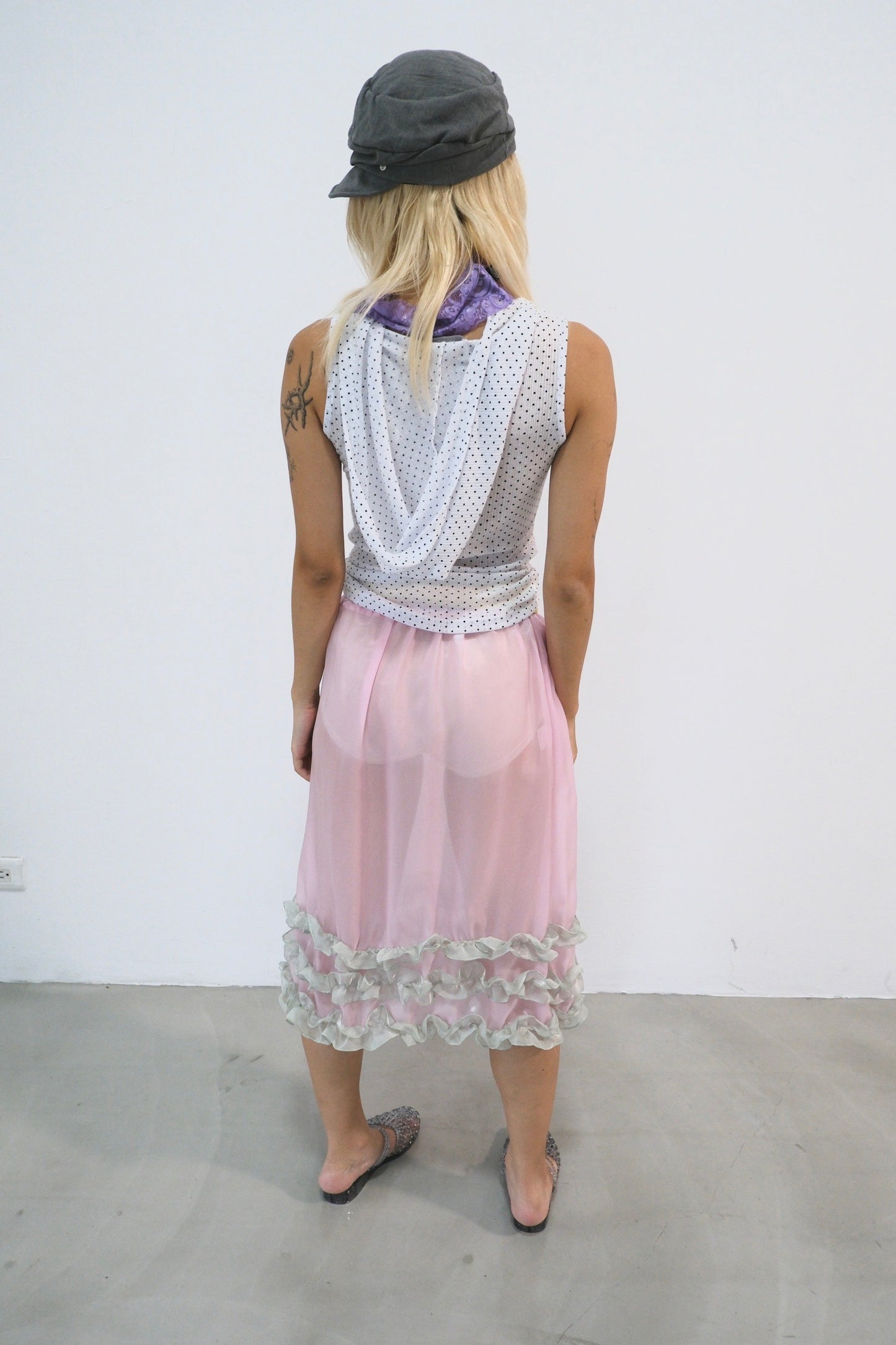 Polka Hood Sleeveless Top