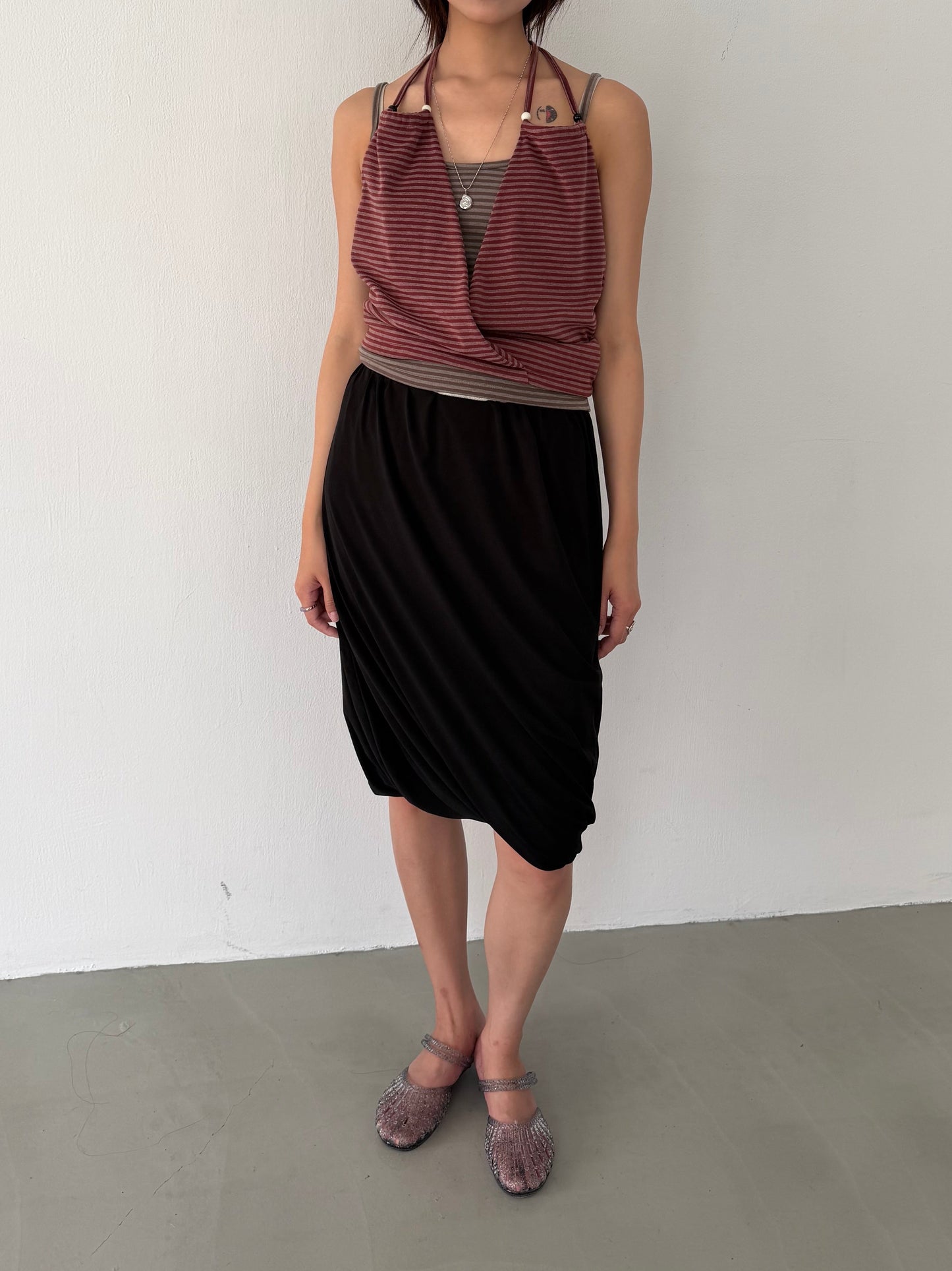 Elastic tulip midi skirt
