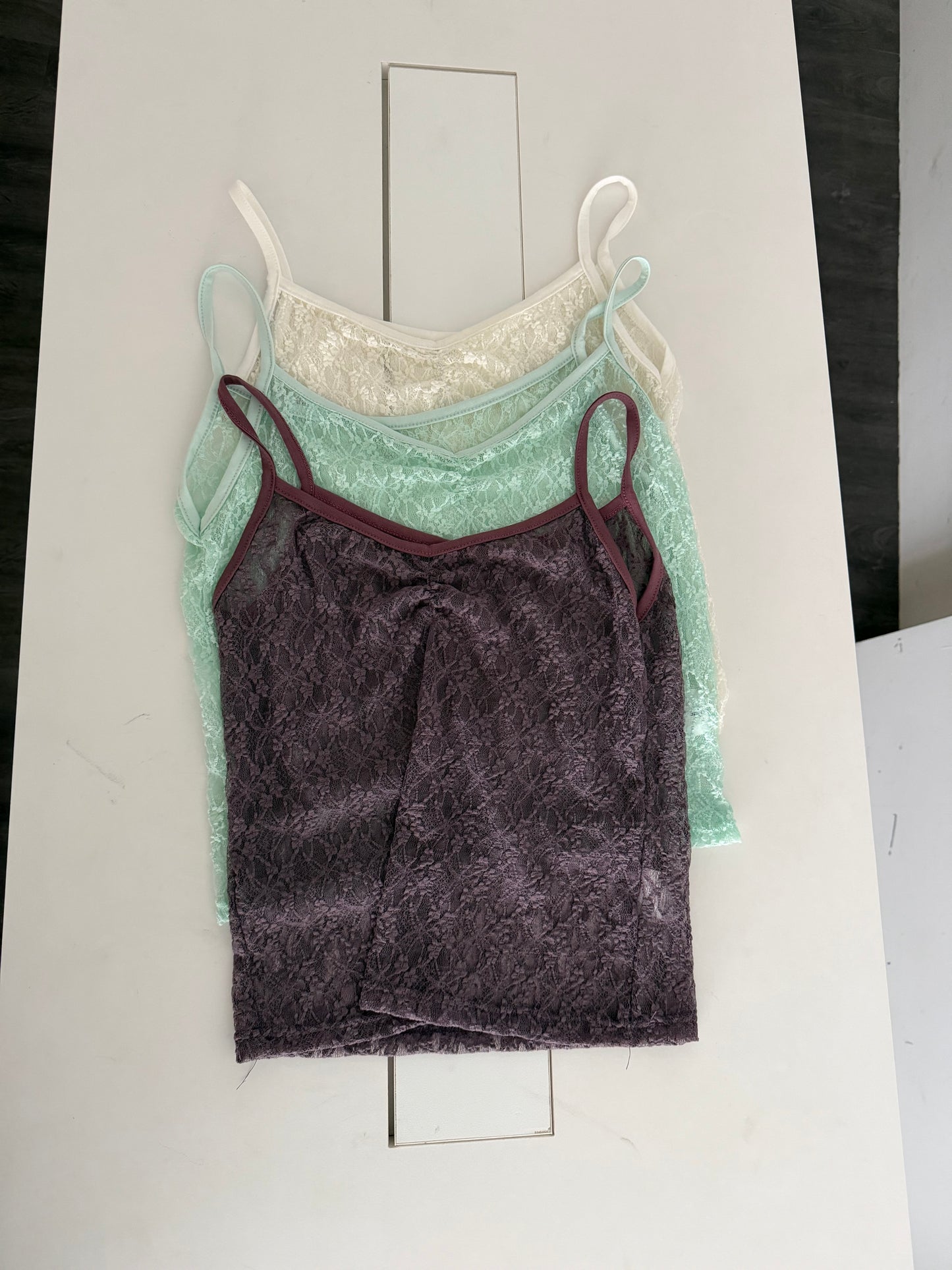 Lace sheer V-neck spaghetti strap vest