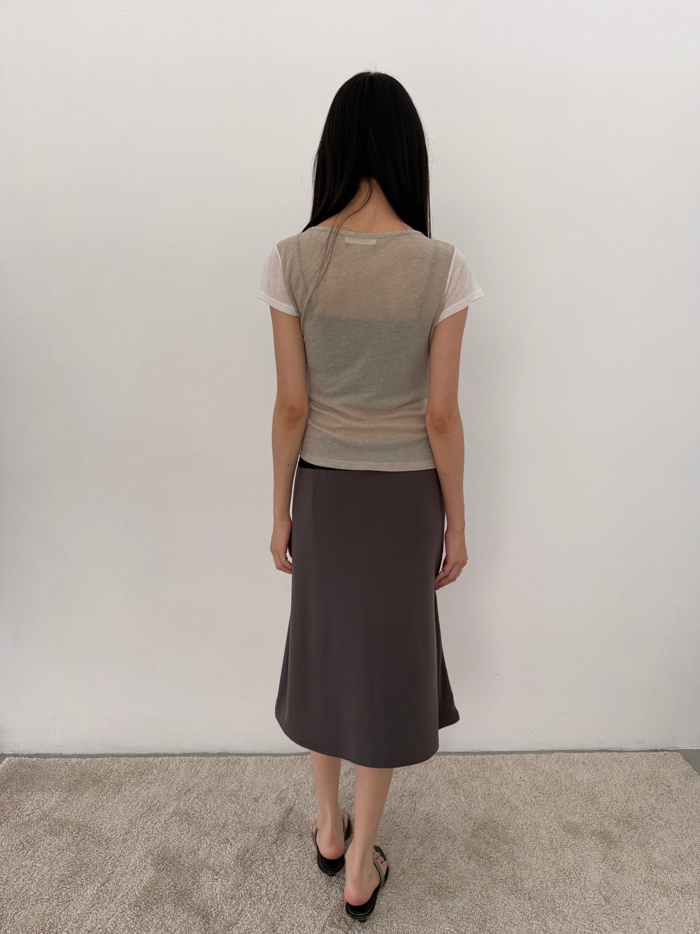 Asymmetrical short-sleeved top