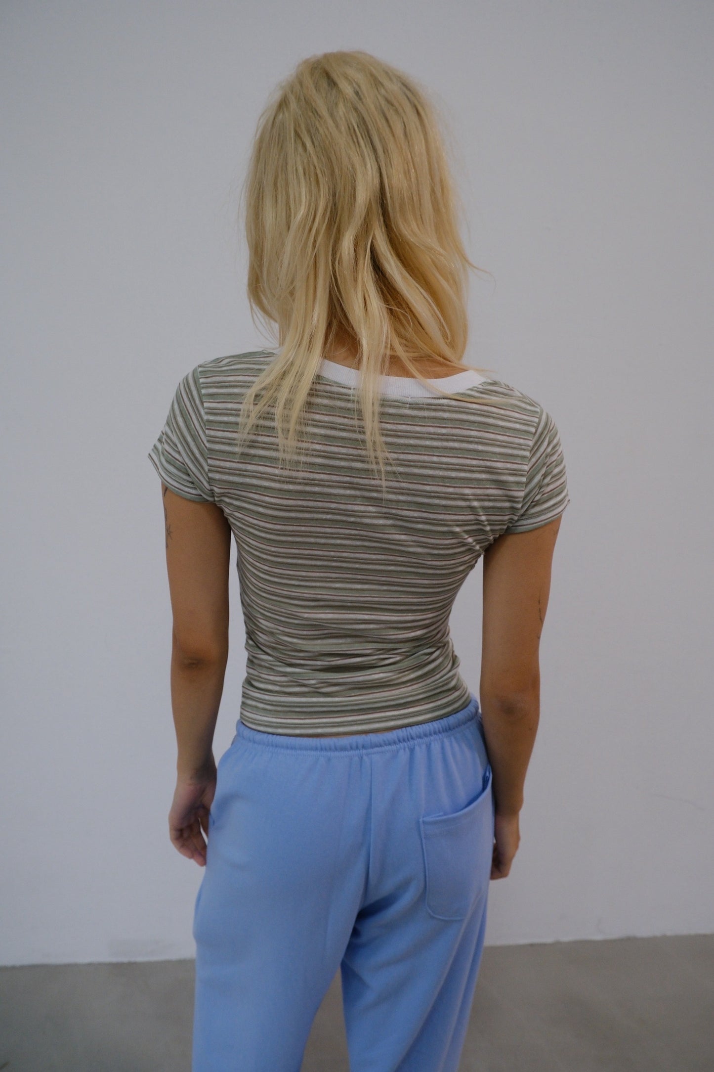 Mint Stripe Henley Tee
