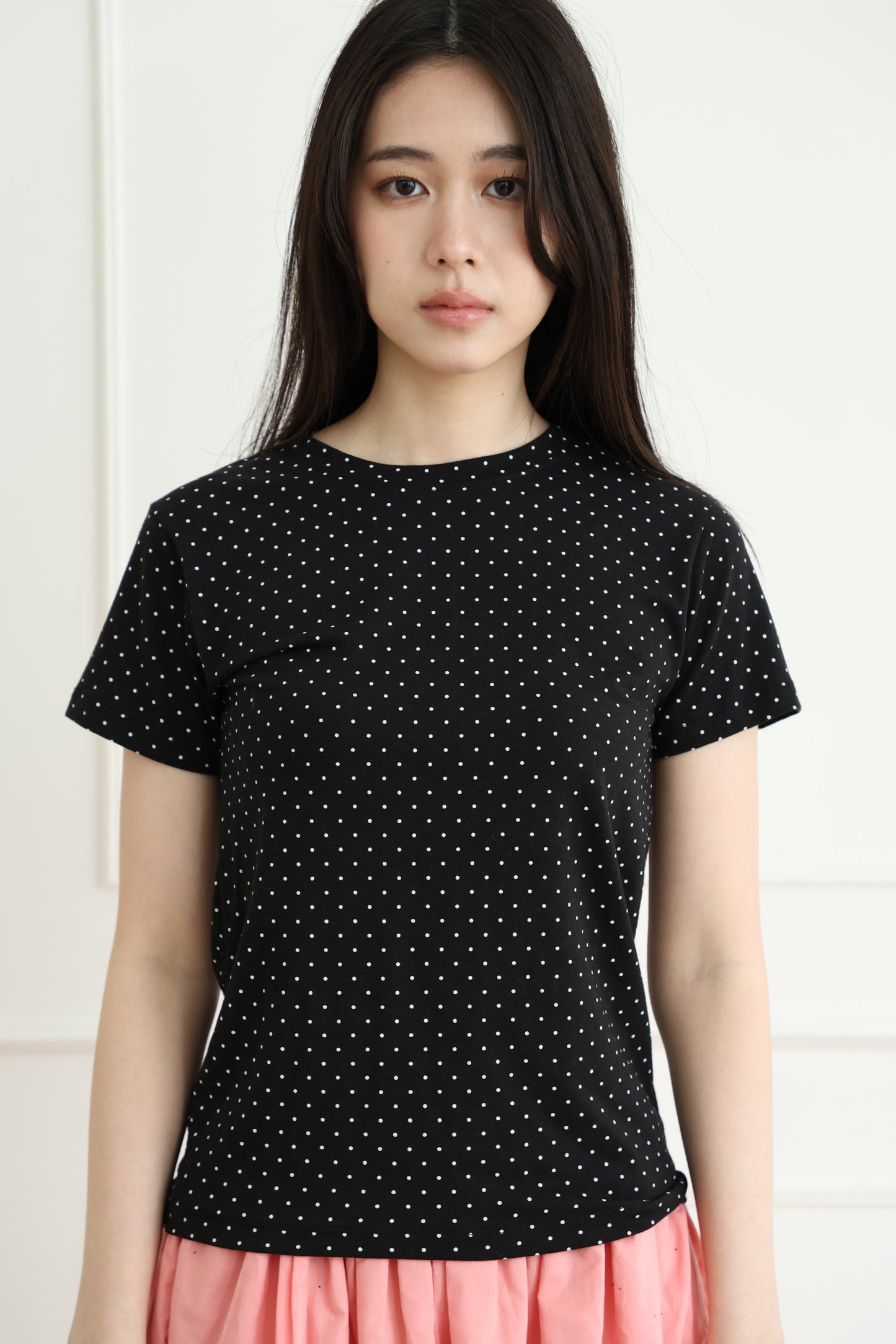 Basic polka dot short-sleeved top