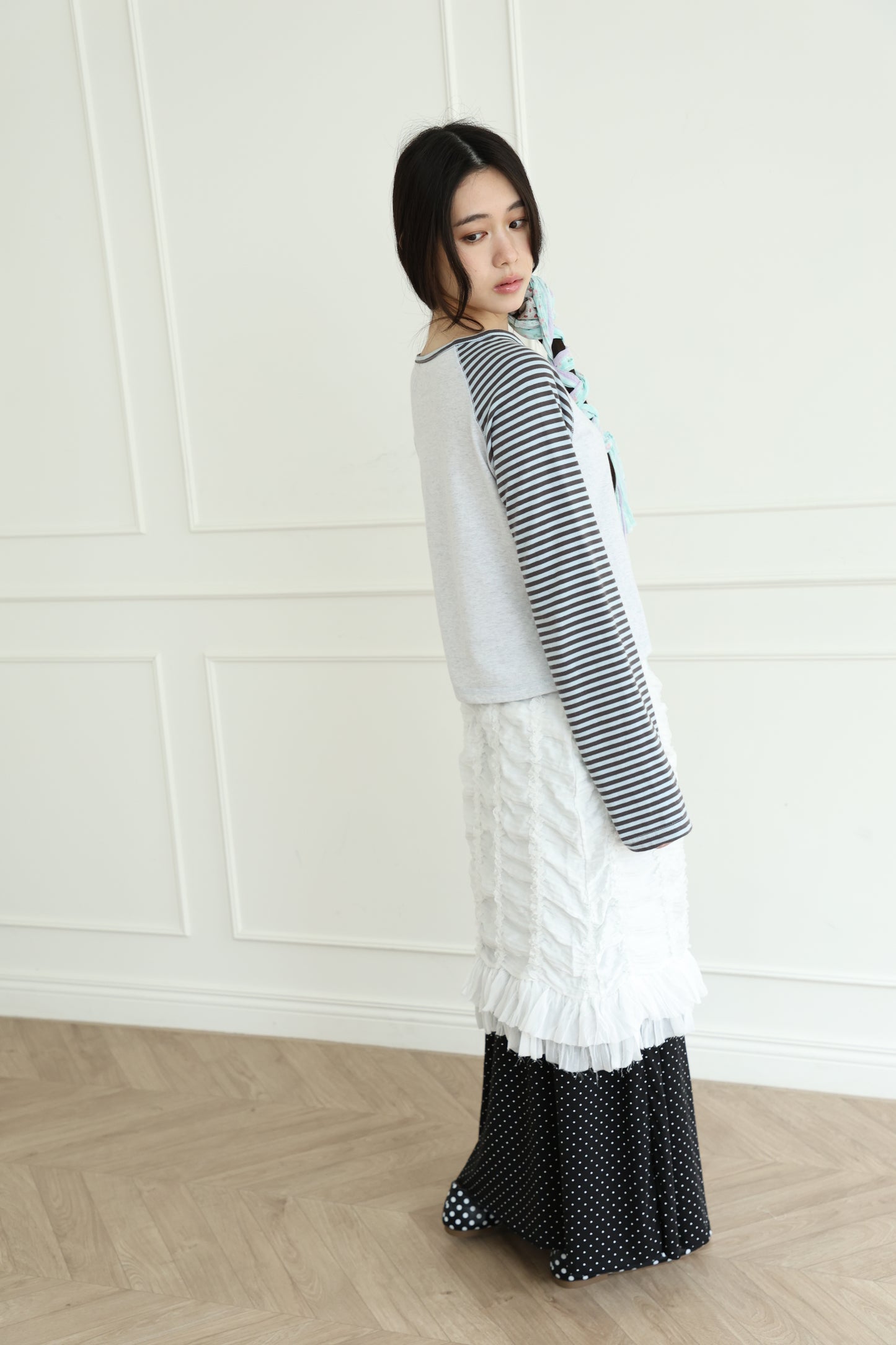 Elastic polka dot maxi dress