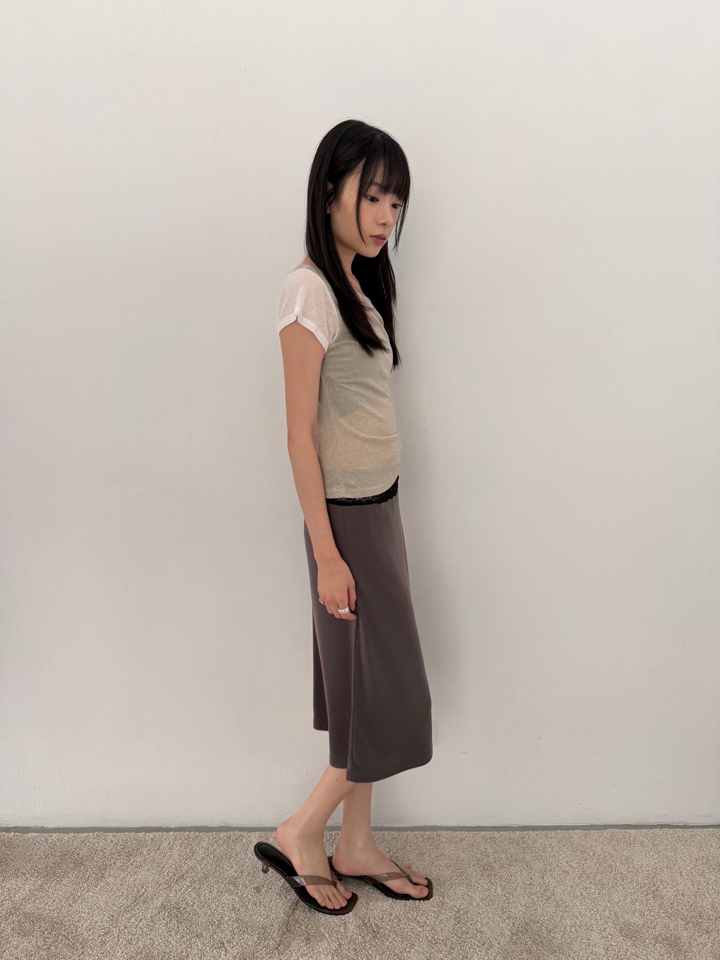 Asymmetrical short-sleeved top