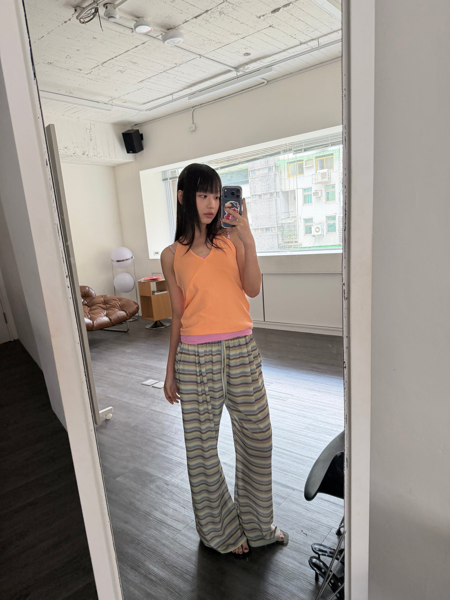 Breathable loose striped pants