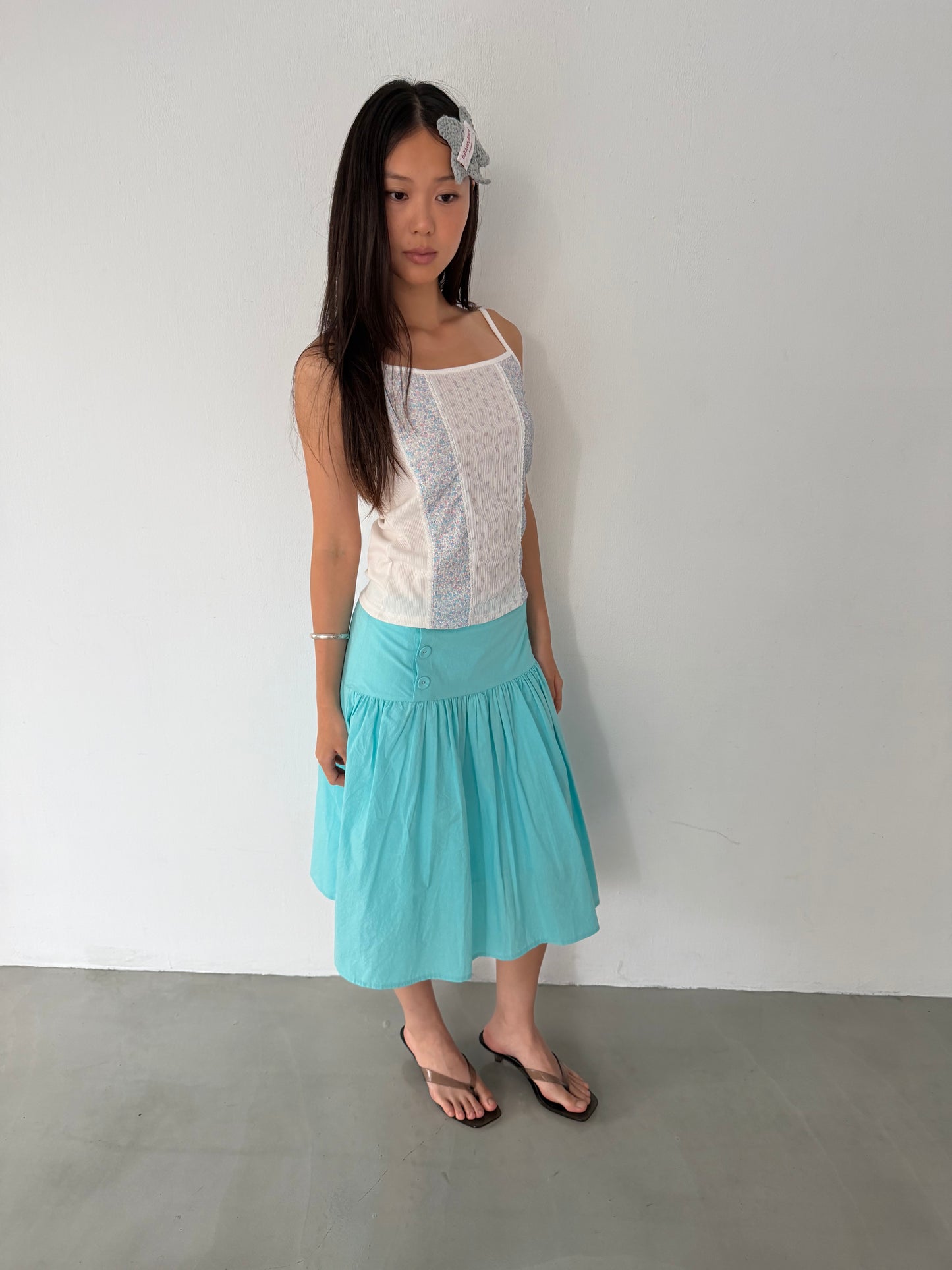 Side-button midi skirt