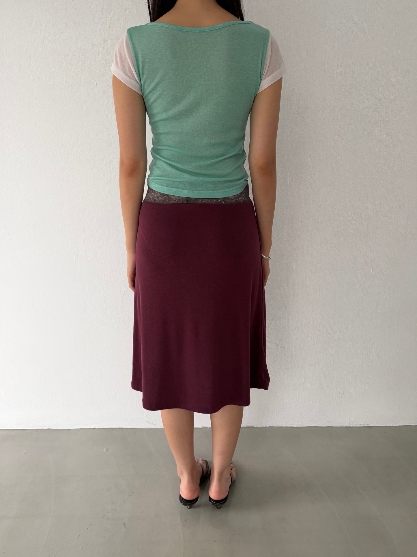 Lace cotton straight skirt