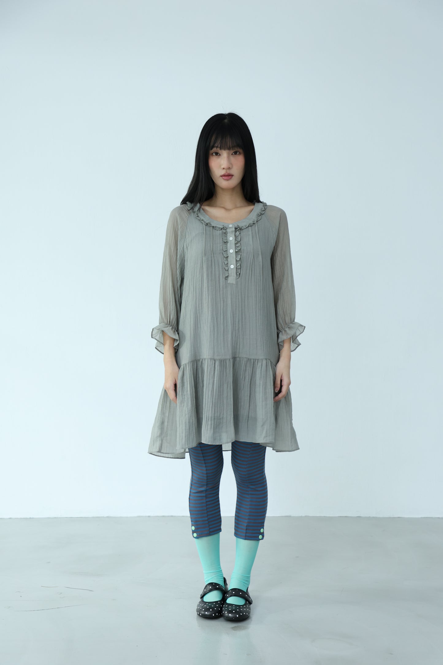 Sheer lace button dress