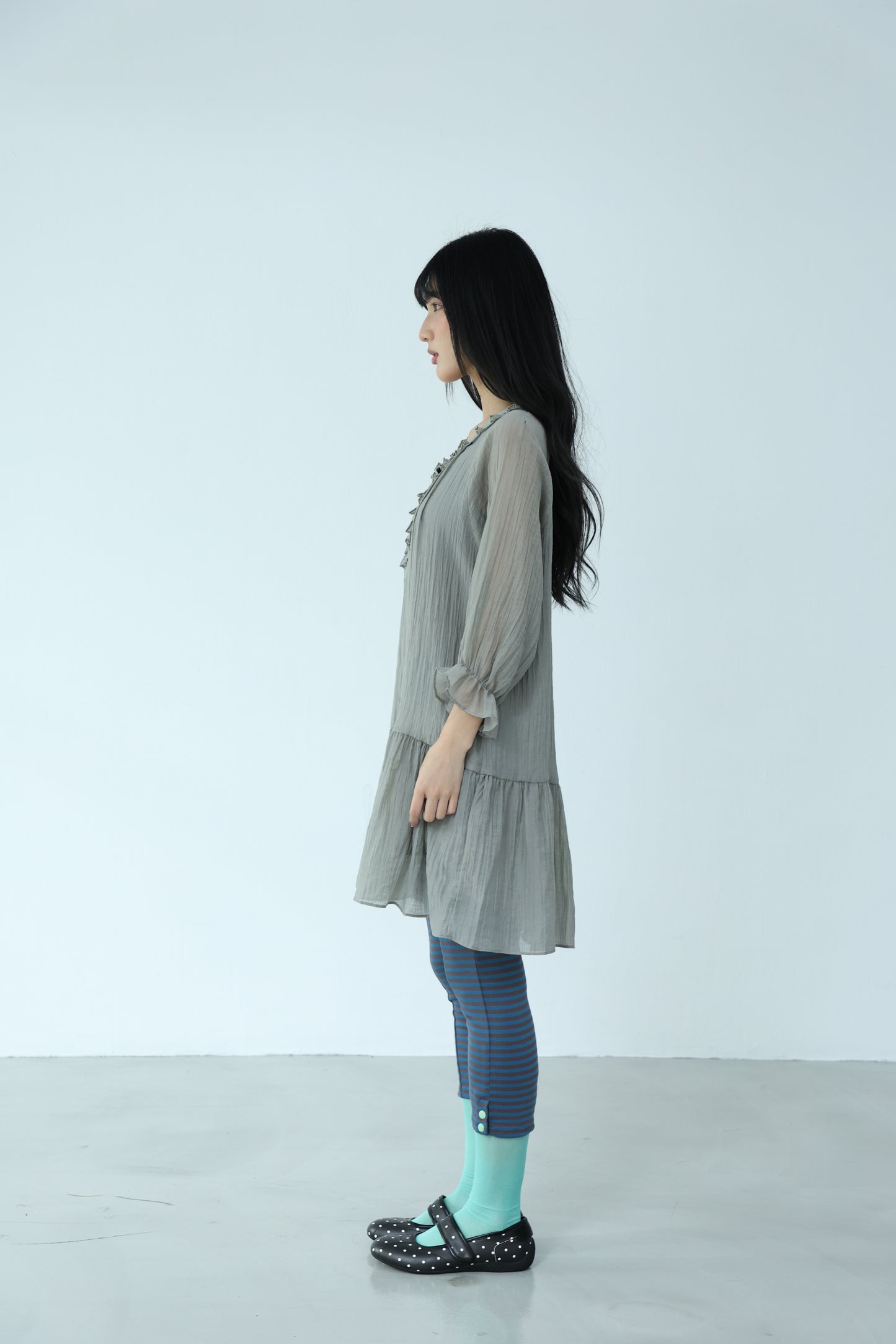 Sheer lace button dress