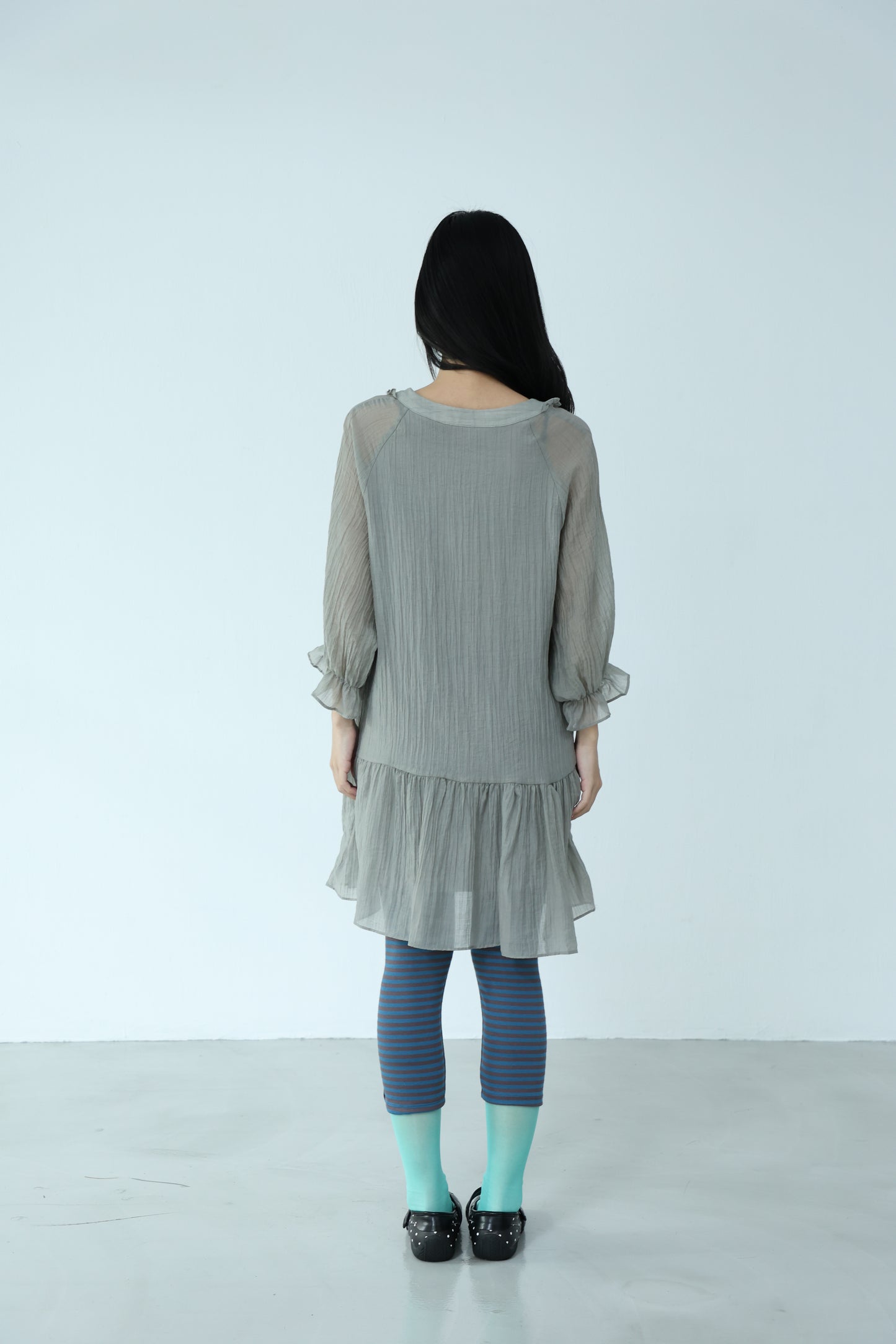 Sheer lace button dress