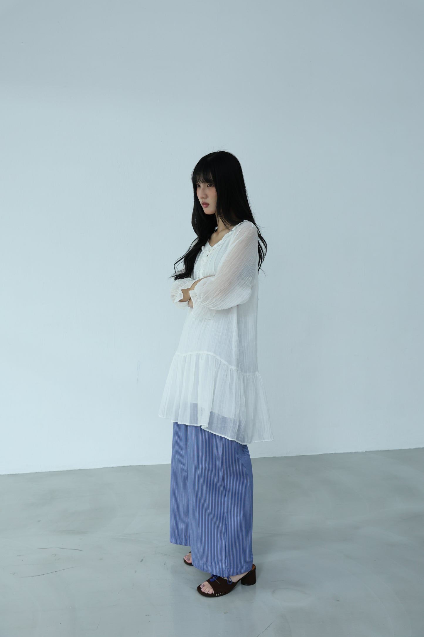 Sheer lace button dress