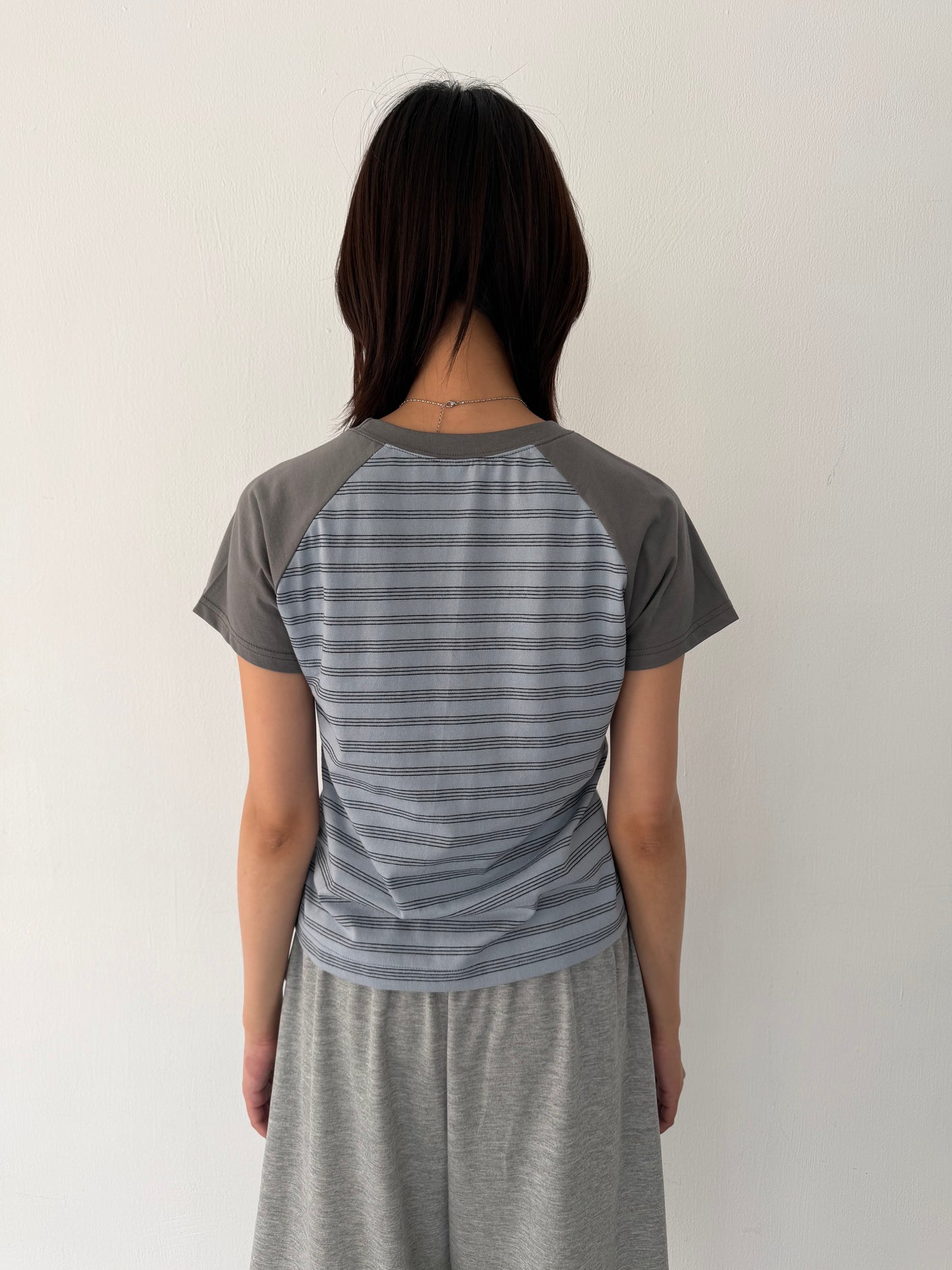 Striped short-sleeve top with studs