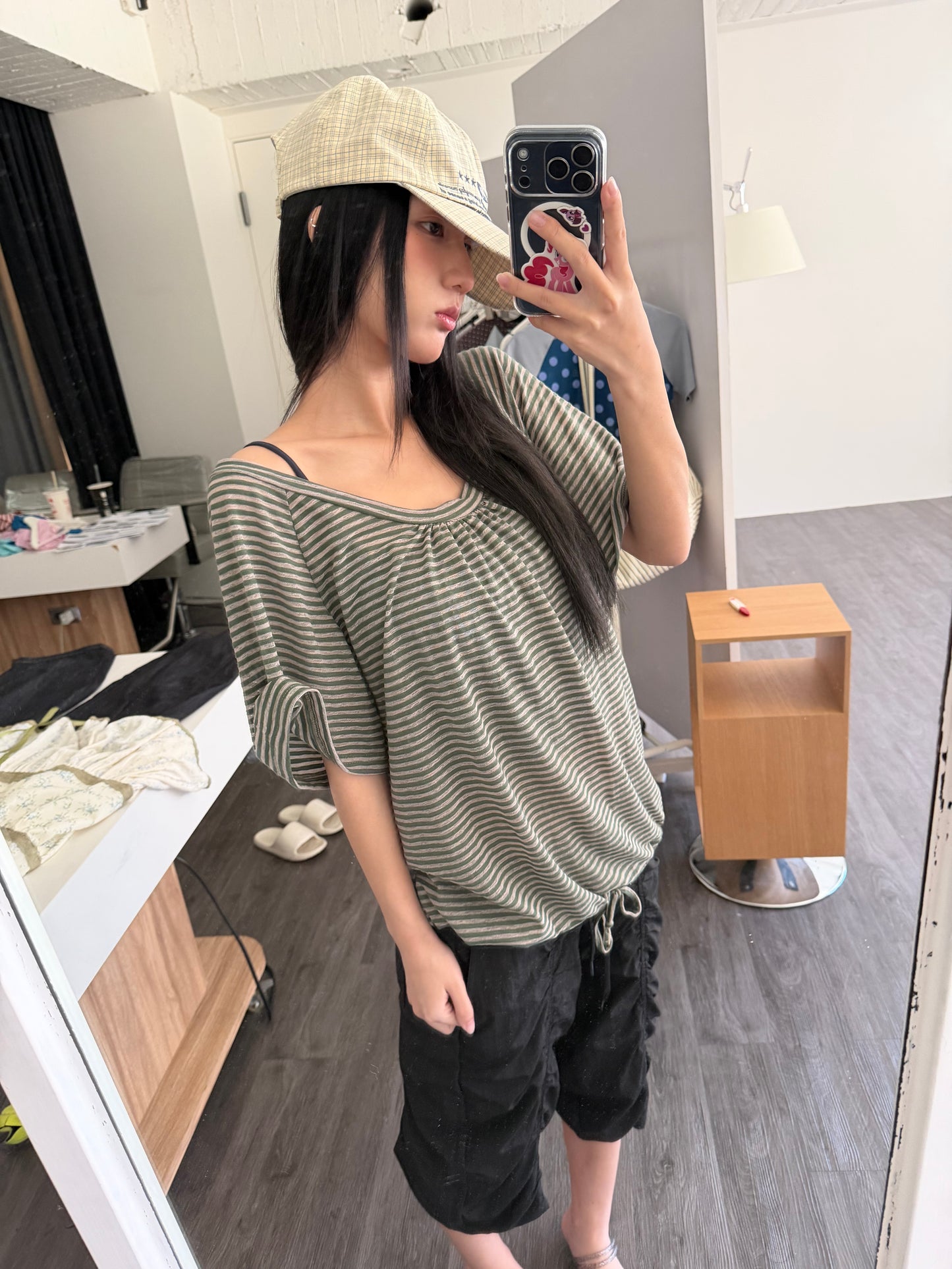 Loose striped long top