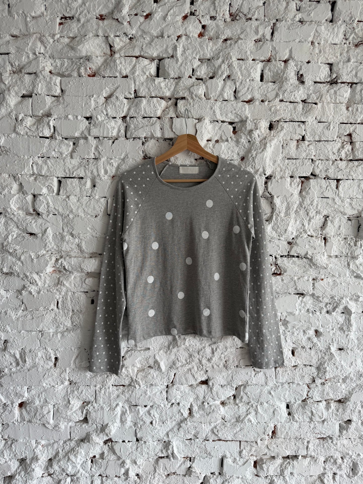 polka dot patchwork long-sleeved top