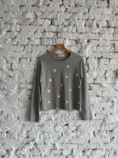 polka dot patchwork long-sleeved top