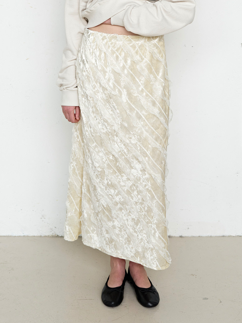 FUN FROM FUN Midnight Velvet Long Skirt, Beige