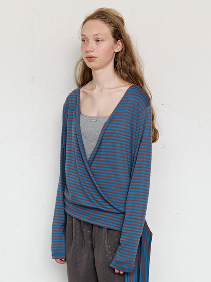 FUN FROM FUN Wrap Stripe Tee, Teal green