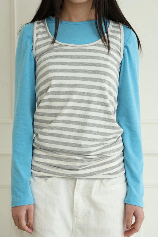 Wide striped long vest