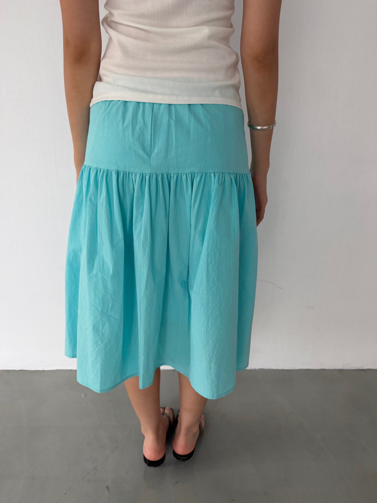 Side-button midi skirt