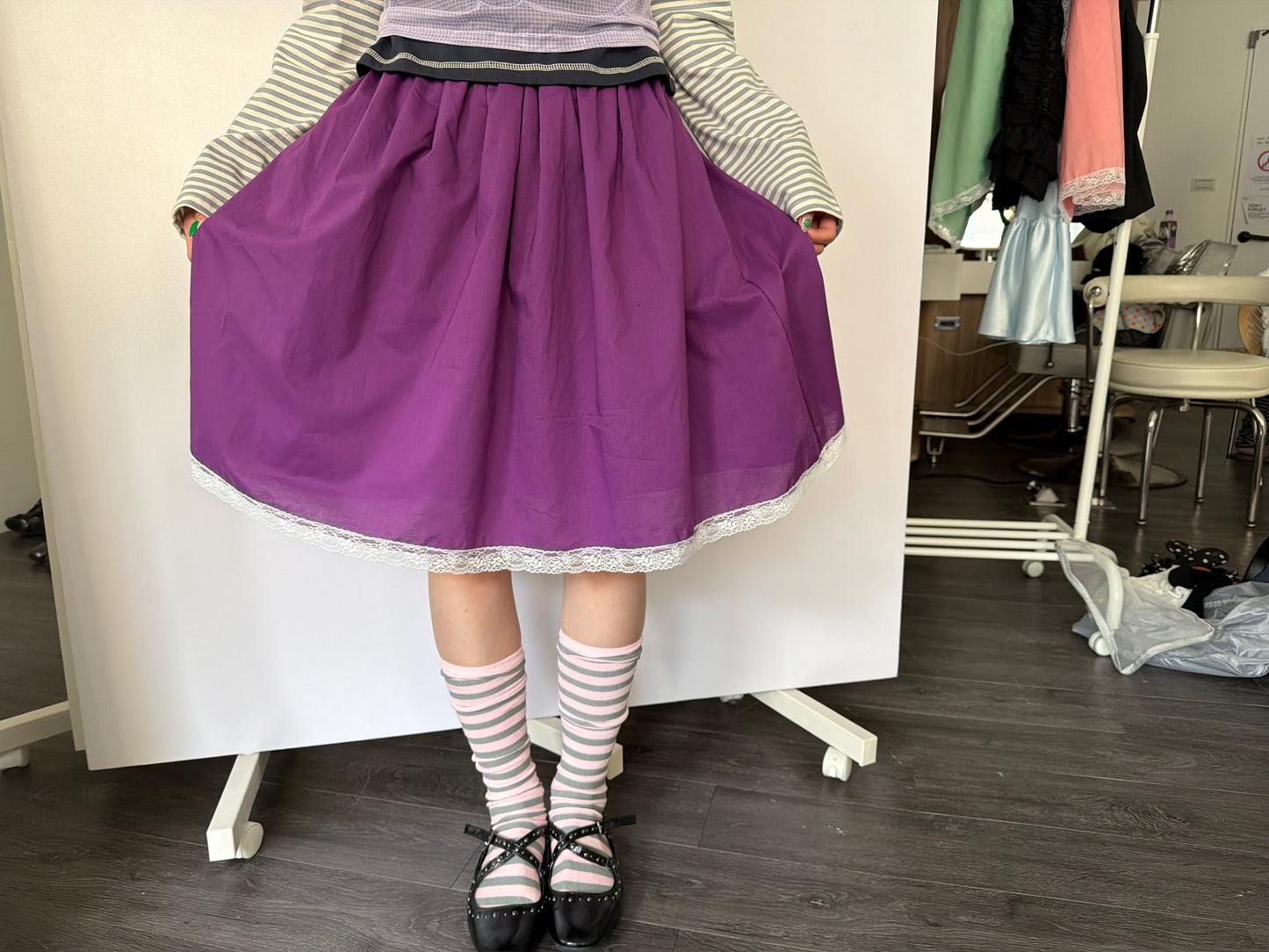 Brightly colored lace puff skirt