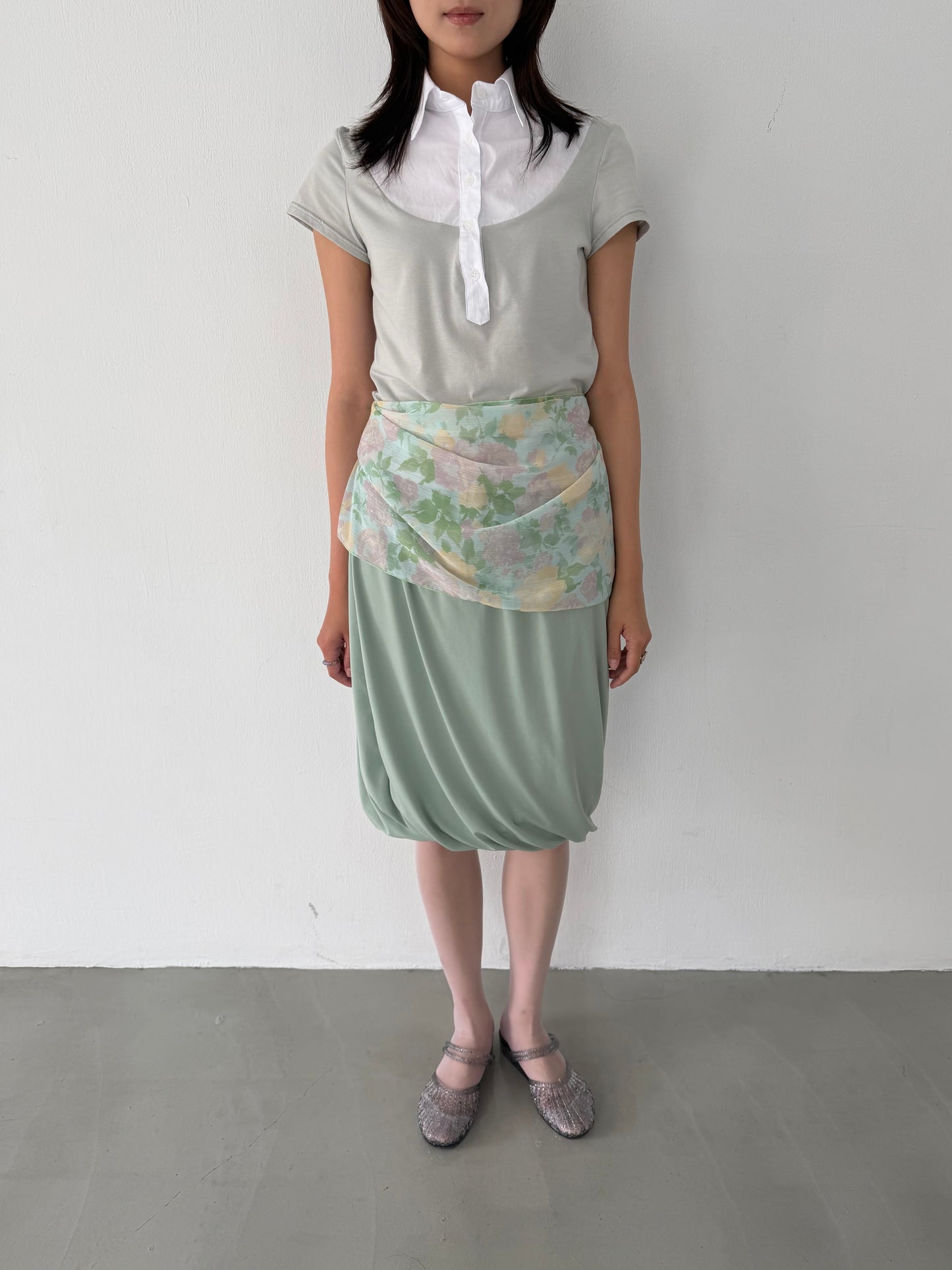 Elastic tulip midi skirt